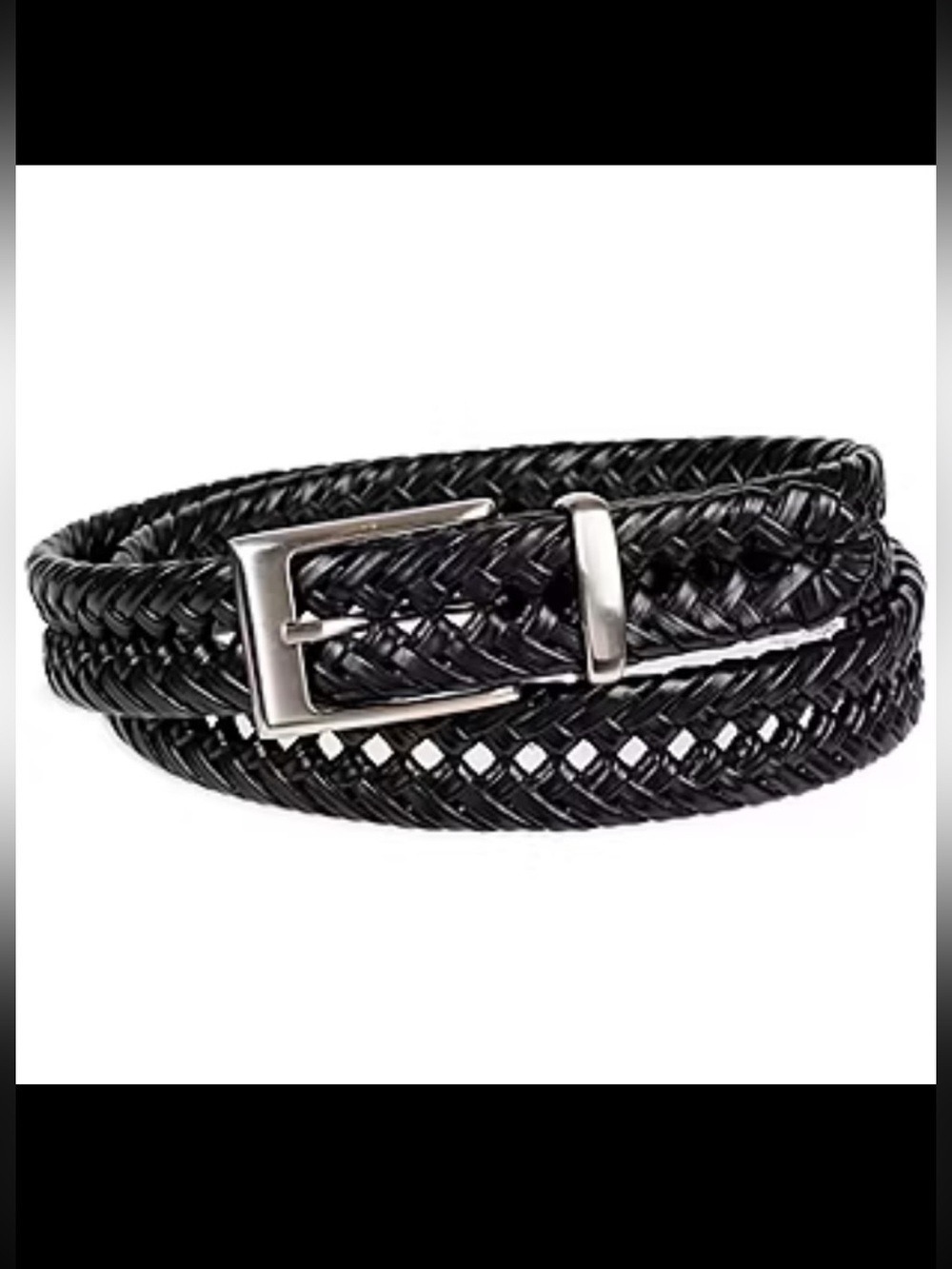 DOCKERS Black Braided Leather Belt XL Size 42-44 New with Tags